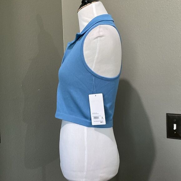 NEW 90 Degrees Sleeveless Ribbed Polo Crop Top - Picture 6 of 9